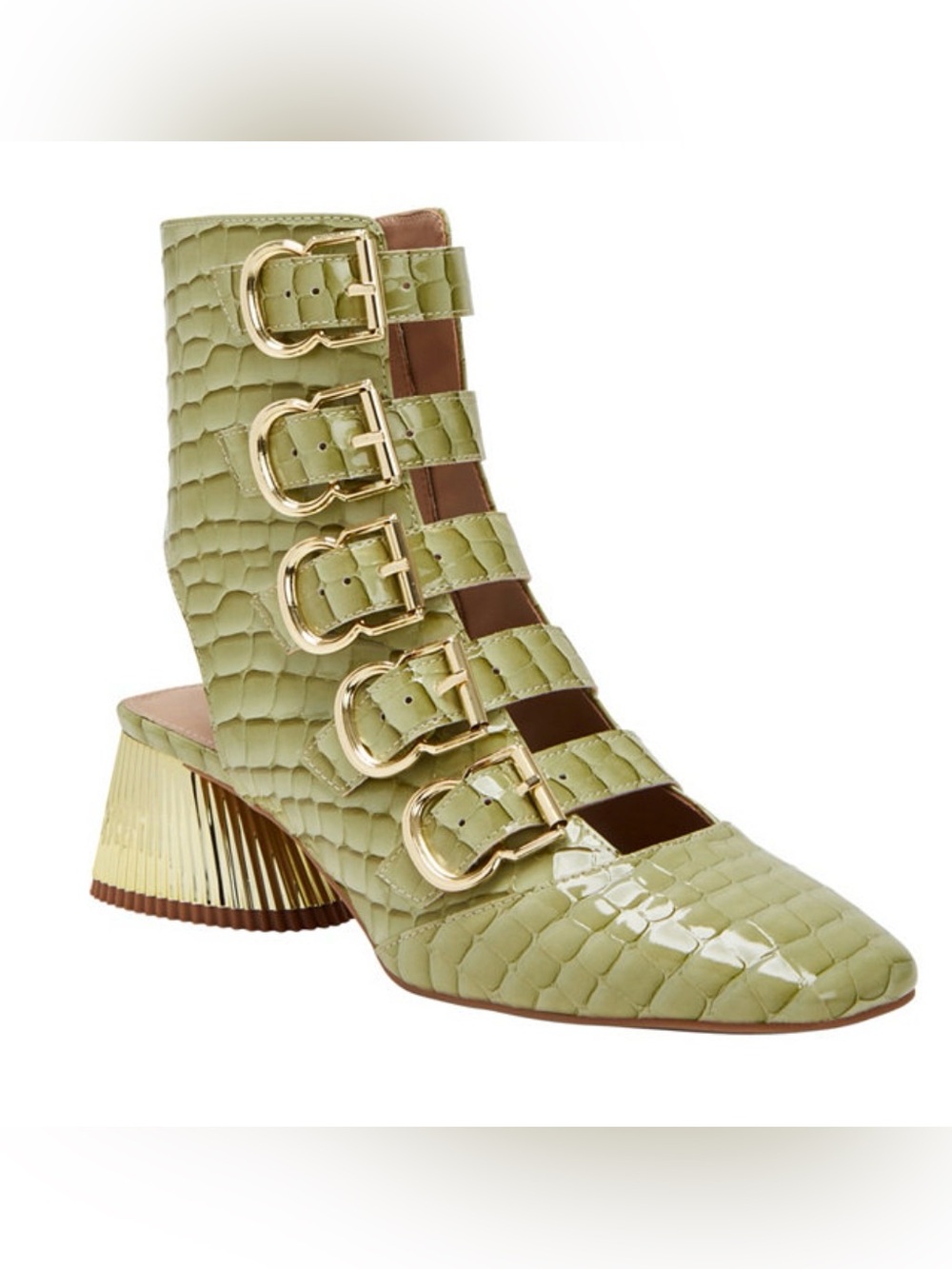 Katy Perry The Clarra Buckle Bootie Green Fig Croc Patent - Size 7.5 (NIB)